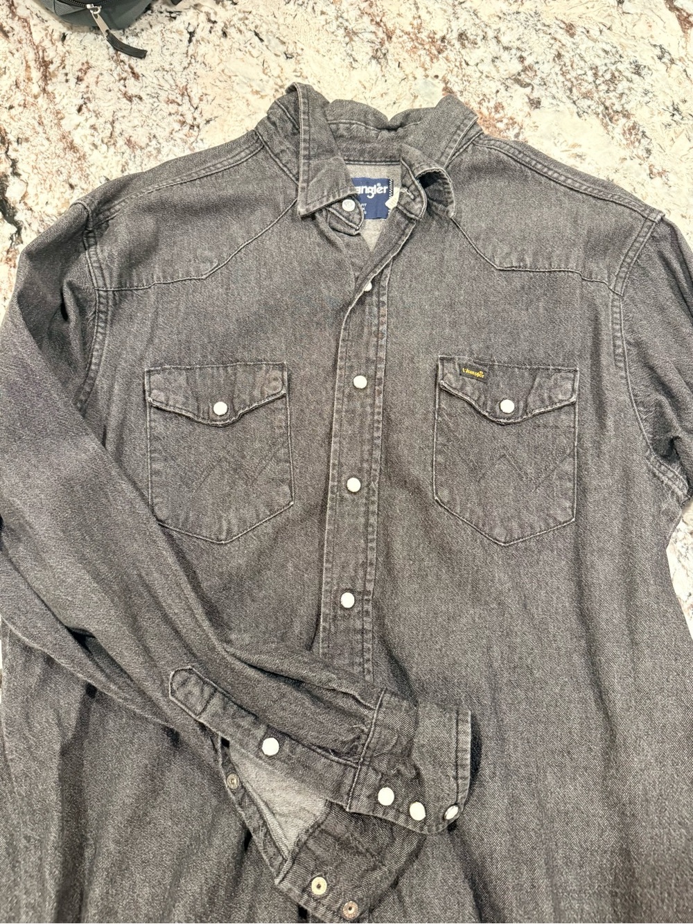 Wrangler Black/Grey Denim Western Button-Front Shirt